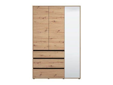 Kyoto Artisan Oak Effect Three Door Three Drawer Mirrored Wardrobe - UK Luxury Furniture